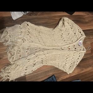 Mesh Justice tan cardigan